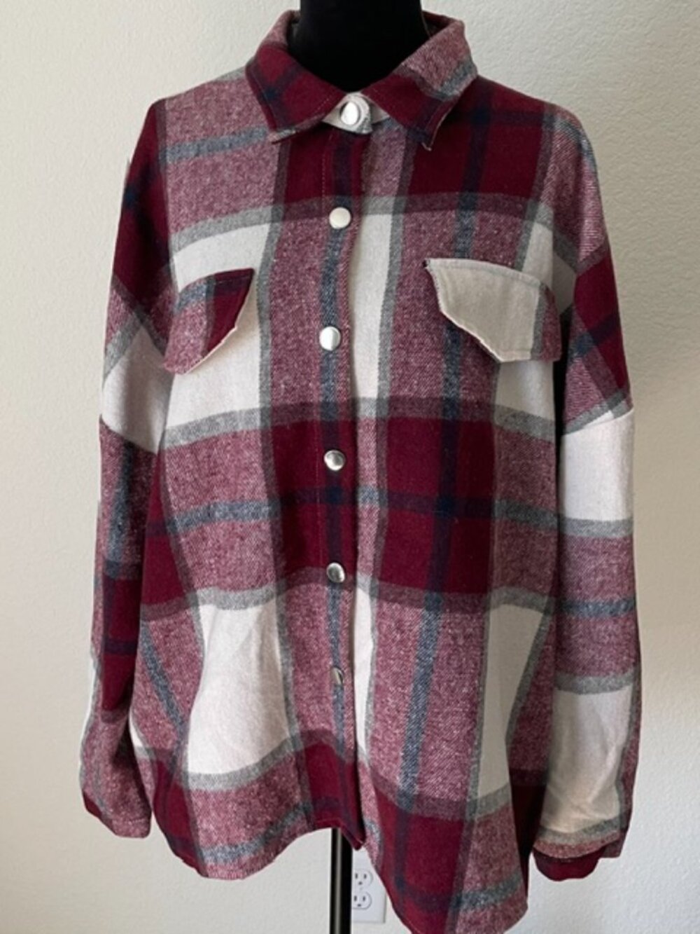 Women's No Label Plaid Flannel Jacket Size XL